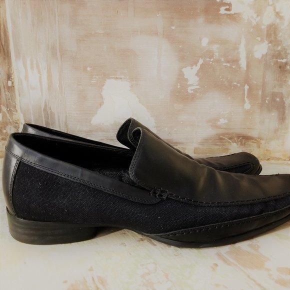 Kenneth Cole Reaction Black Loafers Leather/Canvas size 11 - Picture 1 of 12